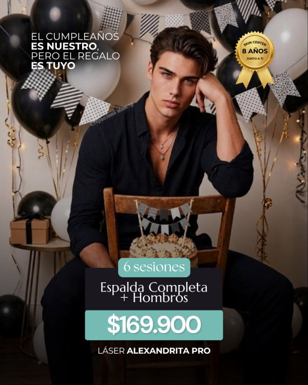 Depilación Láser - 6 Sesiones de Espalda Completa + Hombros