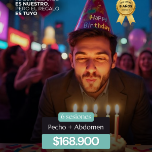 493 Depilación Láser - 6 Sesiones de Pecho + Abdomen