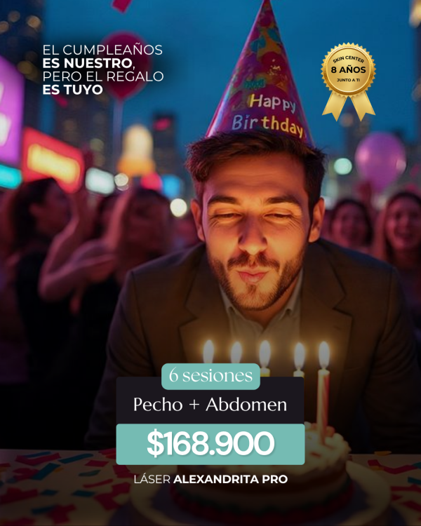 Depilación Láser - 6 Sesiones de Pecho + Abdomen